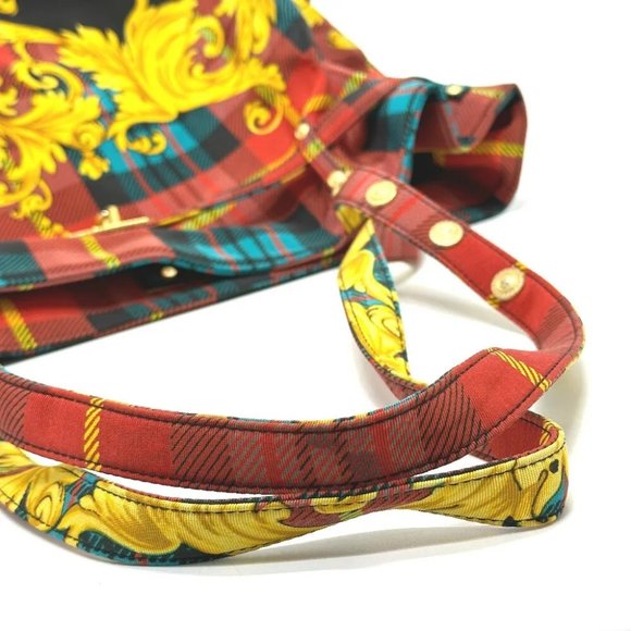 VERSACE Tote Bag baroque pattern Bag Shoulder Bag cotton Multicolore - Picture 6 of 12